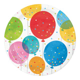 Confetti Balloons Round Disposable Paper Dessert Plates (7")