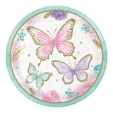 Butterfly Shimmer Round Disposable Paper Dinner Plates (9")