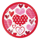 Joyful Hearts Round Disposable Paper Dessert Plates (7")