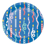 Party Patterns Round Disposable Paper Dessert Plates (7")