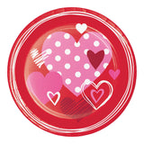 Joyful Hearts Round Disposable Paper Dinner Plates (9")