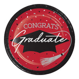 School Spirit Classic Red Graduation Dinner Paper Plates (9")