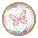 Butterfly Shimmer Round Disposable Paper Dessert Plates (7")