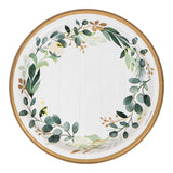 Eucalyptus Greens Round Disposable Paper Dinner Plates (9")