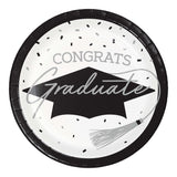 School Spirit White Graduation Disposable Dessert Paper Plates (7")