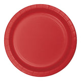 Classic Red Round Disposable Paper Dessert Plates (7")