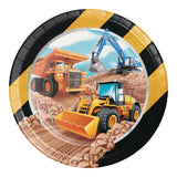 Big Dig Construction Round Disposable Paper Dinner Plates (9")