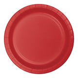Classic Red Round Disposable Paper Dinner Plates (9")