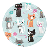 Purr-Fect Party Round Disposable Paper Dessert Plates (7")