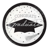 School Spirit White Graduation Dinner Paper Plates (9")
