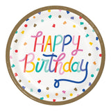 Birthday Confetti Round Disposable Paper Dinner Plates (9")