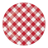 Classic Gingham Round Disposable Paper Dessert Plates (7")