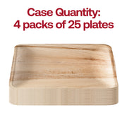 Set of 100 square buffet plates made from natural palm leaf, 9-inch diameter, ideal for eco-conscious events or parties