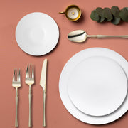 Simple White Organic Tableware used for a minimalist garden brunch.