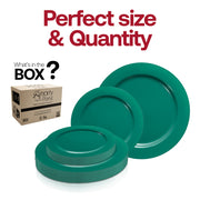 Solid Green Holiday Round Disposable Plastic Dinnerware Value Set Quantity | Smaty Had A Party