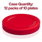 Solid Red Holiday Round Disposable Plastic Dinner Plates (10.25") Quantity | Smarty Had A Party