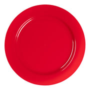 Solid Red Holiday Round Disposable Plastic Dinner Plates (10.25") Secondary | Smarty Had A Party