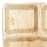Square Palm Leaf 3-Partition Eco Friendly Disposable Dinner Plates