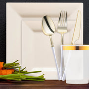 The Ivory Square Tableware Set offered understated elegance for a bridal shower with soft floral accents.