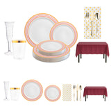 The Reign Party Bundle styled in regal red, gold, and burgundy for an elegant celebration.