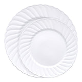 This elegant white plastic dinnerware set offers a refined, minimalist design suitable for various occasions