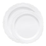 White Vintage Round Disposable Plastic Dinnerware Value Set