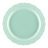 Turquoise ViaVintage turquoise round dinner plates, 10-inch disposable plastic set, sold in a pack of 120 for weddings or partiesntage Round Disposable Plastic Dinner Plates (10") Secondary | Smarty Had A Party