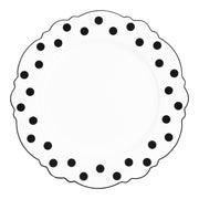 White with Black Dots Round Blossom Disposable Plastic Salad Plates (7.5") Secondary | Smarty Had A Party