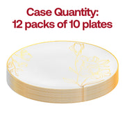 White with Gold Antique Floral Round Disposable Plastic Appetizer/Salad Plates (7.5") Quantity | Smarty Had A Party
