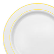 White with Gold Edge Rim Plastic Appetizer/Salad Plates (7.5") | Smarty Had A Party