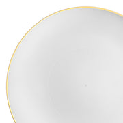 White with Gold Rim Organic Round Disposable Plastic Dinner Plates (10.25") | Smarty Had A Party