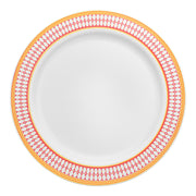 White with Red and Gold Chord Rim Plastic Dinner Plates (10.25") Secondary | Smarty Had A Party