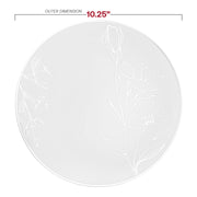 White with Silver Antique Floral Round Disposable Plastic Dinner Plates (10.25") Dimension | Smarty Had A Party