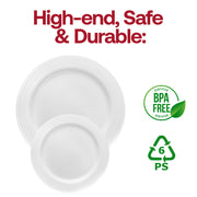 White with Silver Edge Rim Plastic Dinnerware Value Set BPA | Smarty Had A Party