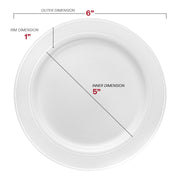 White with Silver Edge Rim Plastic Pastry Plates (6") Dimension | Smarty Had A Party