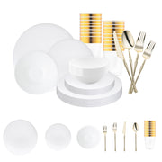 White Organic Disposable Plastic Tableware Set brings pure, natural elegance to weddings, receptions, and sophisticated gatherings