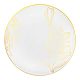 White and gold antique floral plastic dinner plates, 10.25-inch round shape