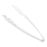 White disposable plastic serving tongs, ideal for serving salads, appetizers, and more