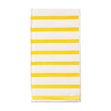 White napkins with sleek gold stripe detailing, a classy disposable choice for coordinated table décor