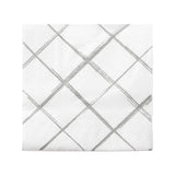 White paper cocktail napkins with silver diamond pattern, perfect for upscale parties and special events