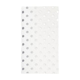 White paper dinner napkins with silver dots, elegant and disposable, ideal for formal and casual events