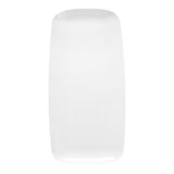 White rectangular disposable plastic plate with a flat raised edge, measuring 10.6x5 inches, sold in a 120-pack