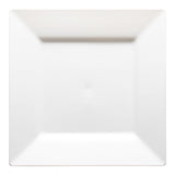 White square plastic dinner plates, 9.5-inch diameter, modern and durable design