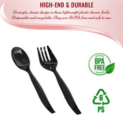 Black Disposable Plastic Serving Flatware Set BPA