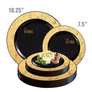 Black with Gold Marble Rim Disposable Plastic Dinnerware Value Set Features | Smarty Had A Party