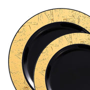 Black with Gold Marble Rim Disposable Plastic Dinnerware Value Set | Smarty Had A Party