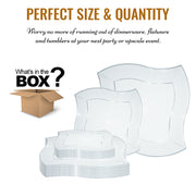 Clear Wave Plastic Dinnerware Value Set Sizes | Smarty Had A Party