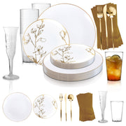 White with Gold Antique Floral Plastic Grand Wedding Value Set