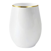 12 oz. White with Gold Elegant Stemless Plastic Wine Glasses | Smarty Had A Party