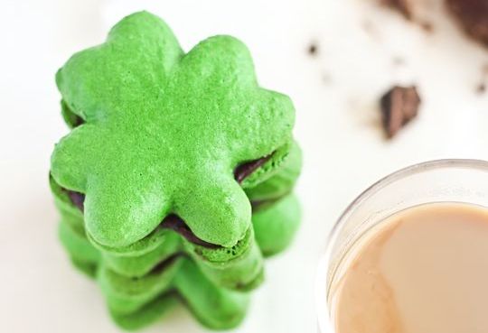 Shamrock Macarons with Baileys Chocolate Ganache